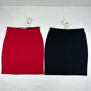 Casual Couture Womens Green Envelope Pencil Skirt Lot‎ of 2 Red Black Small NWT